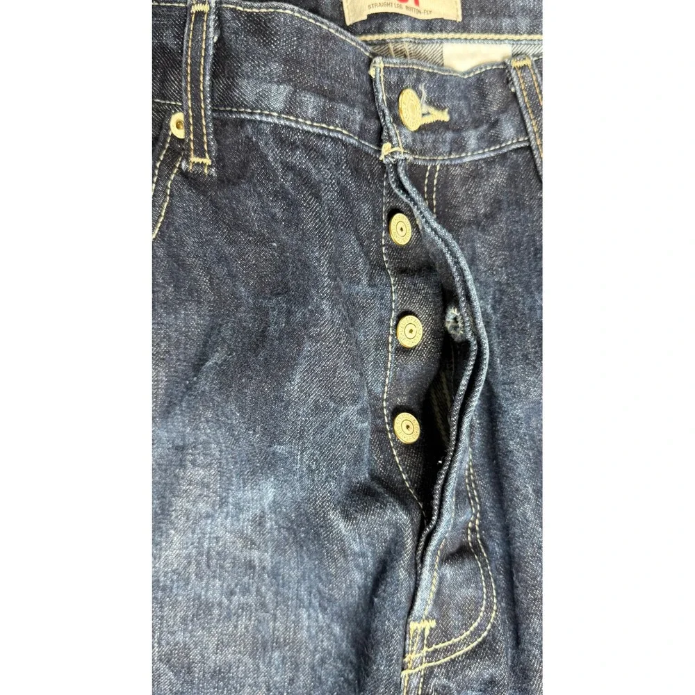 Levis‎ 501 Original Straight Leg Dark Wash Indigo Denim Button Fly Jeans 36x34